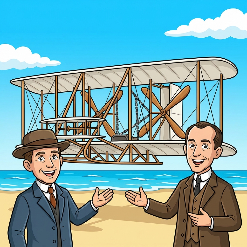 The Wright brothers' plane had two wings. This design allowed the plane to lift off the ground for the first time.