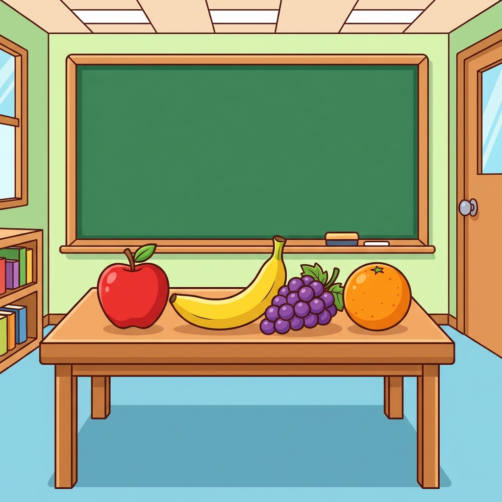 A category is a group of things that match. Look at these items. We have an apple and a banana. They are both in the fruit.